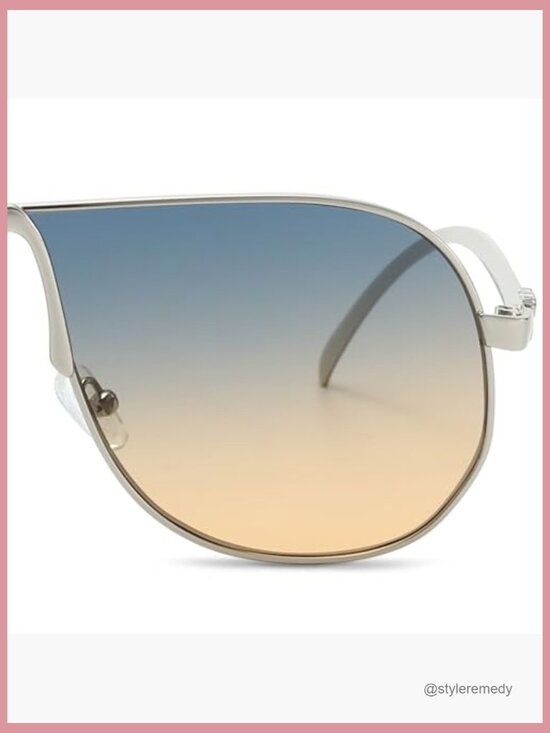 Metal Frame Oversized Aviator Sunglasses UV400 Protection main image 5